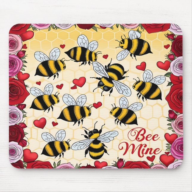 Bee Mine Floral Love Frame Mouse Pad (Front)