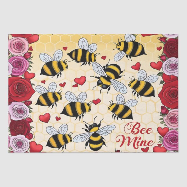 Bee Mine Floral Love Frame Tissue Paper (Front)