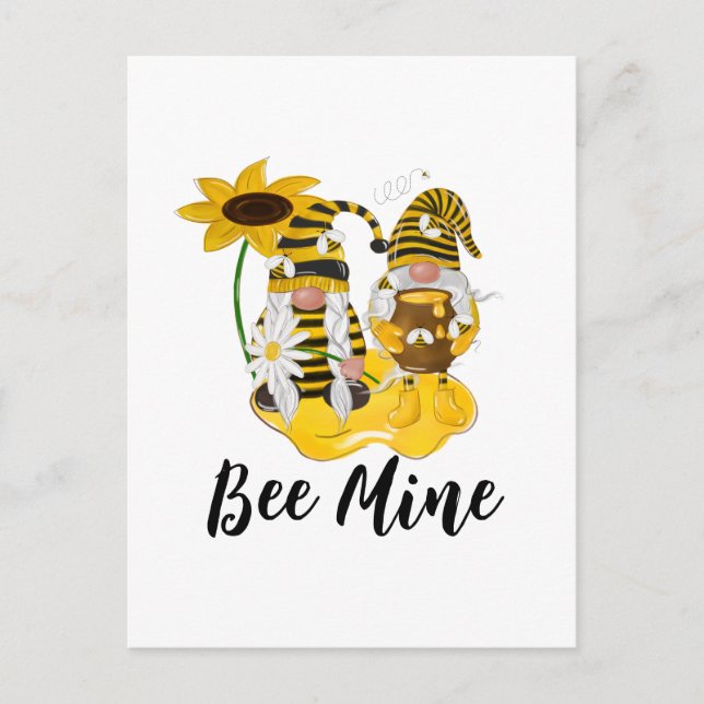 Bee Mine Gnome Personalized Sunflower Postcard (Front)
