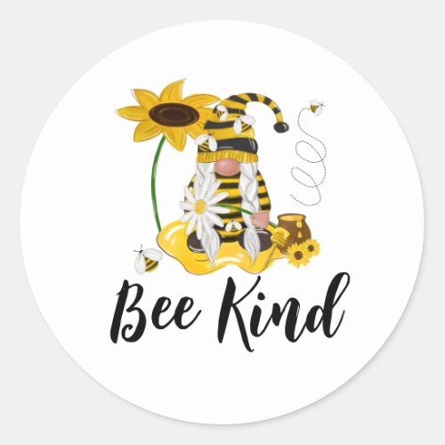 Bee Mine Gnome Yellow Sunflower Craft Stickers