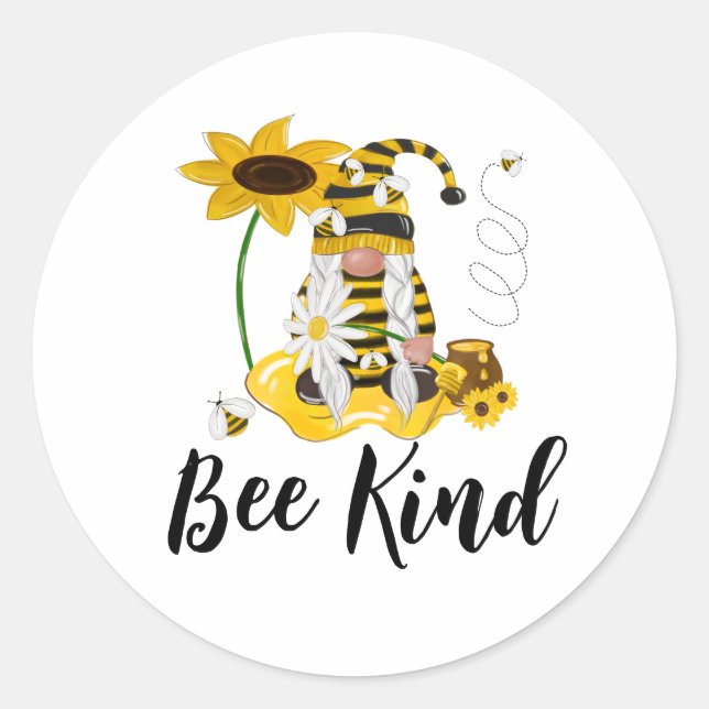 Bee Mine Gnome Yellow Sunflower Craft Stickers (Front)