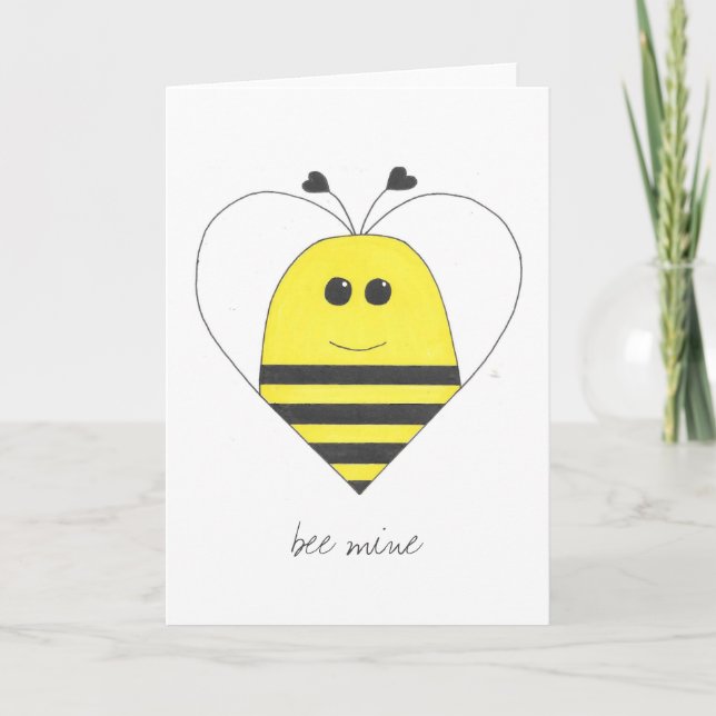 Bee Mine Heart Bee Folding Card (Front)