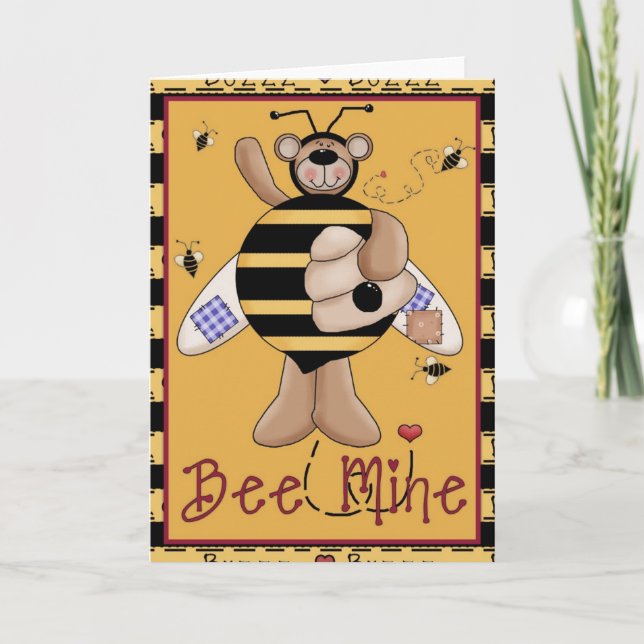 Bee Mine Honey Bear Valentine's Day Card d1 (Front)