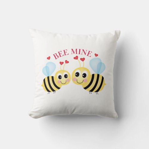 Bee Mine Love Design Valentines Day Throw Pillow