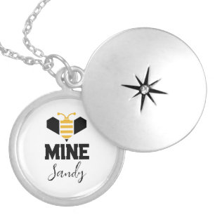 Bee Mine (name) Minimalist Romantic Gift Locket Necklace