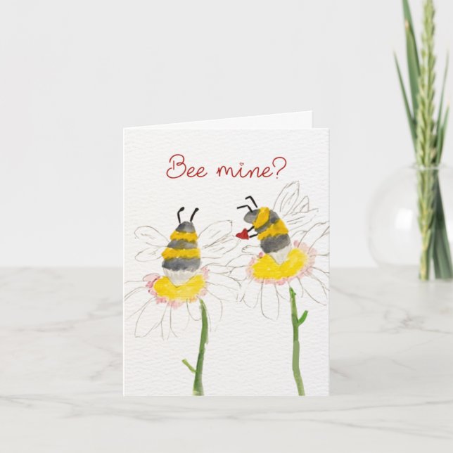 Bee Mine? on Flowers Valentine's Day Card (Front)