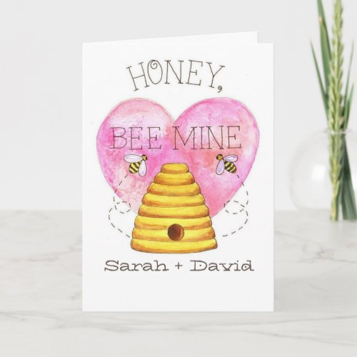 Bee Mine Personalized Valentines Day Card