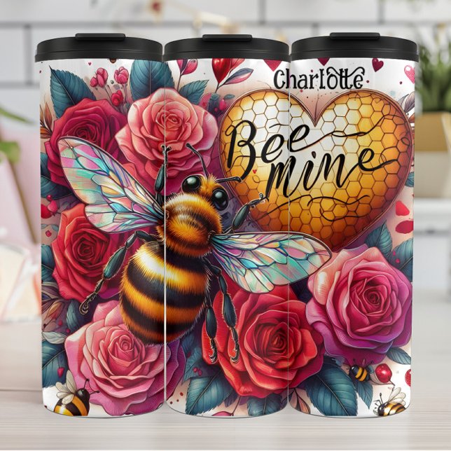 Bee Mine Roses: Sweet Valentine's Embrace Thermal Tumbler (Creator Uploaded)