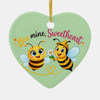 Bee Mine, Sweetheart – Cute Romantic Bee Couple Ceramic Ornament