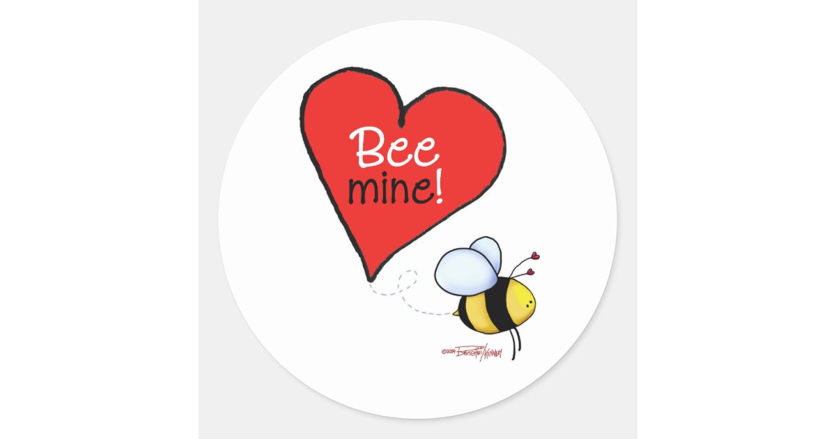 Download Bee Mine Valentine Classic Round Sticker | Zazzle.com