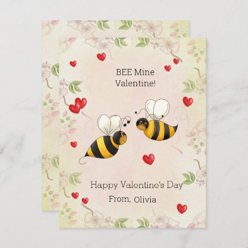 BEE Mine Valentine  Classroom Holiday Card