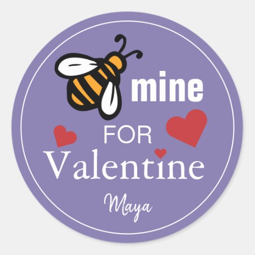 Bee Mine Valentine Favor Classic Round Sticker