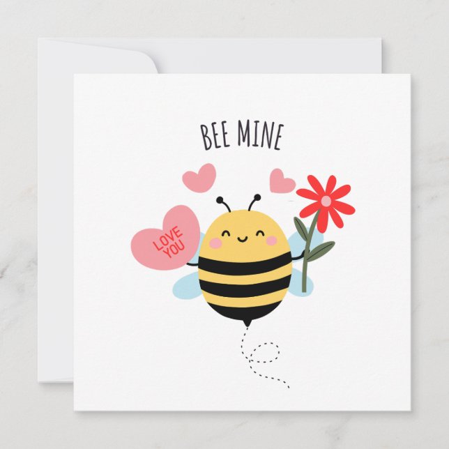 Bee Mine Valentine Flat Card (Front)