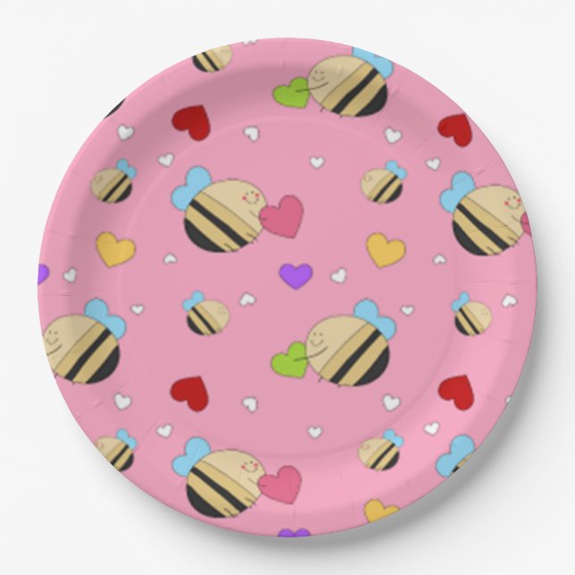 Bee Mine Valentine Paper Plates (Front)
