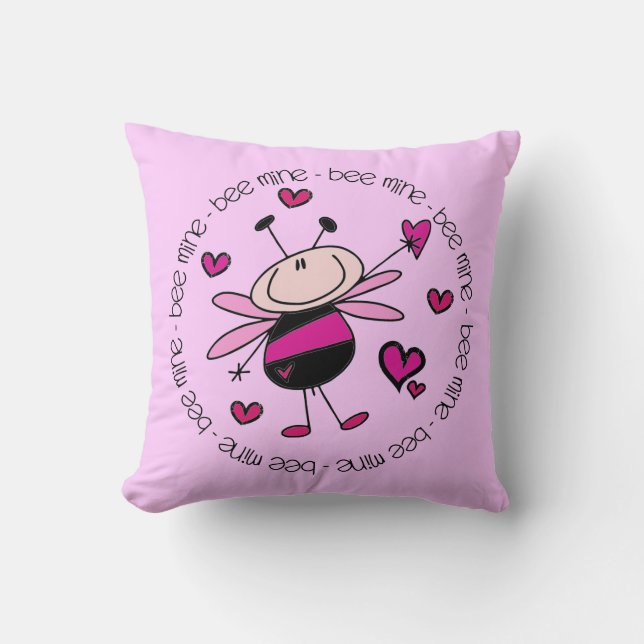 Bee Mine Valentine Throw Pillow (Front)