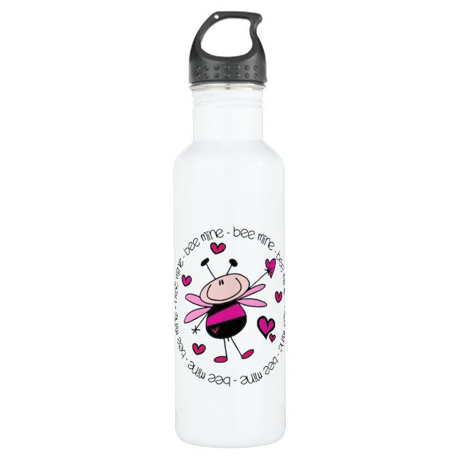 Bee Mine Valentine Water Bottle (Front)