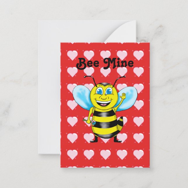 Bee Mine Valentine's Greetings Note Card (Front)