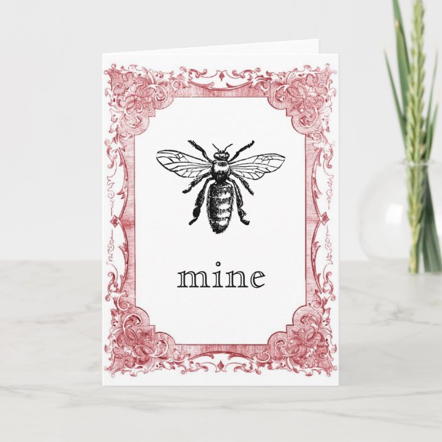 Bee Mine Vintage Valentine Holiday Card (Front)