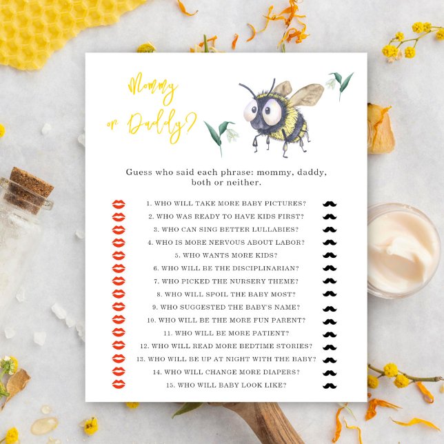 Bee - mommy or daddy baby shower game (Creator Uploaded)