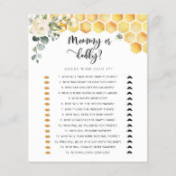 Bee mommy or daddy baby shower game