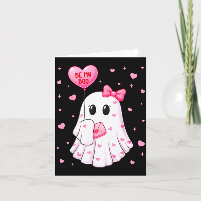 Bee My Boo Heart Boo Ghost Valentine Outfit Women  Card (Front)