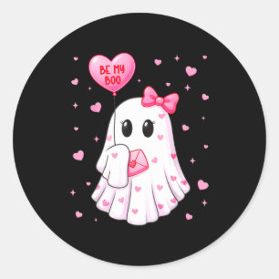 Bee My Boo Heart Boo Ghost Valentine Outfit Women Classic Round Sticker