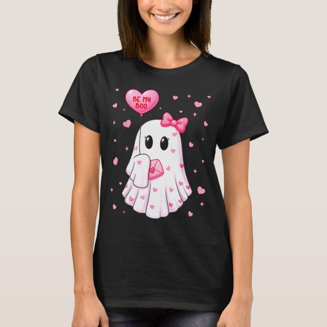 Bee My Boo Heart Boo Ghost Valentine Outfit Women  T-Shirt (Front)