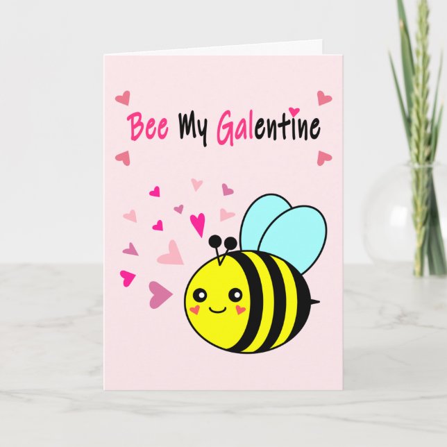 Bee My Galentine Cute Valentine's Day Holiday Card (Front)