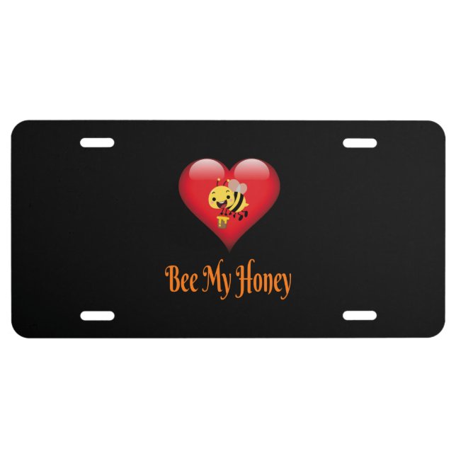 Bee My Honey Save The Bees Gift License Plate (Front)