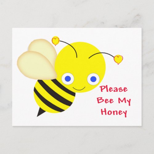 Bee My Honey Valentine Holiday Postcard