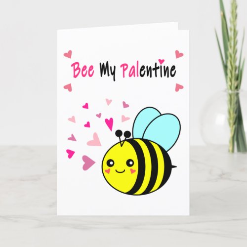 Bee My Palentine Cute Valentines Day Holiday Card