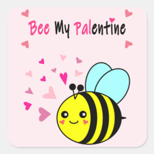 Bee My Palentine Cute Valentine's Day Square Sticker