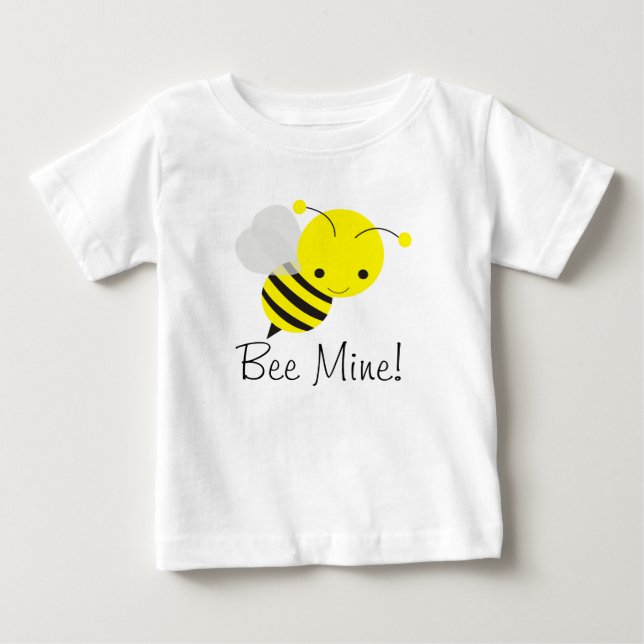 Bee My Valentine Baby Boy or Girl Bumblebee T-Shirt (Front)