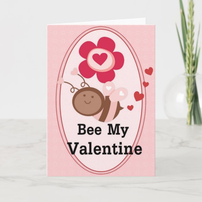 Bee My Valentine Bumble Bee Greeting Card (Front)