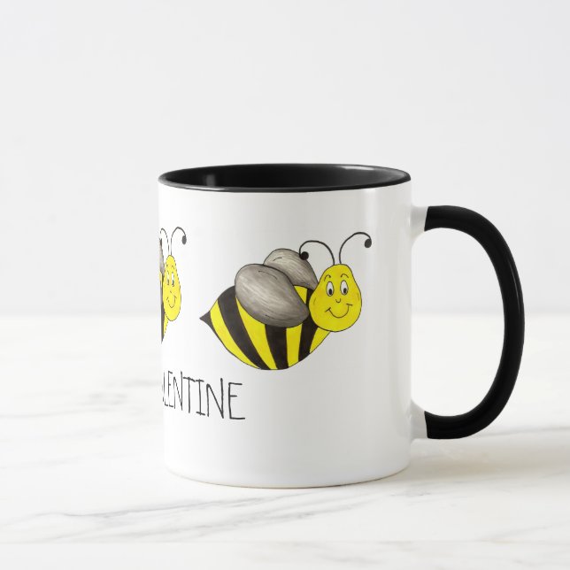 Bee My Valentine Bumblebee Valentine's Day Mug (Right)