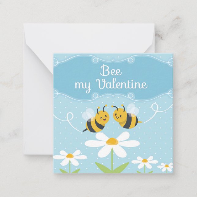 Bee my Valentine- Cute bee Valentine Note Card (Front)