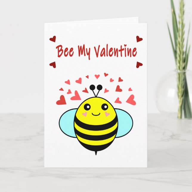 Bee My Valentine - Cute Bee Valentine's Day Holiday Card (Front)