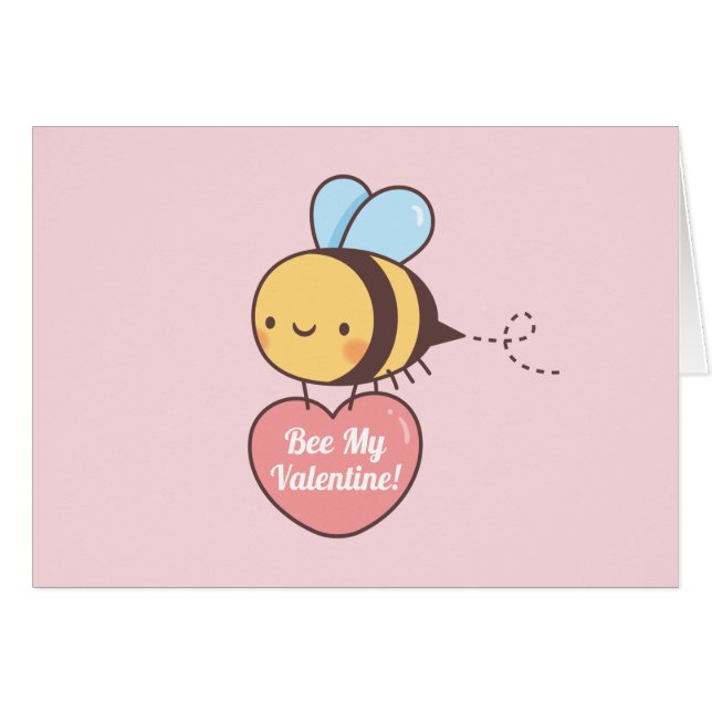 Bee My Valentine Cute Love Pun Cards (Front Horizontal)