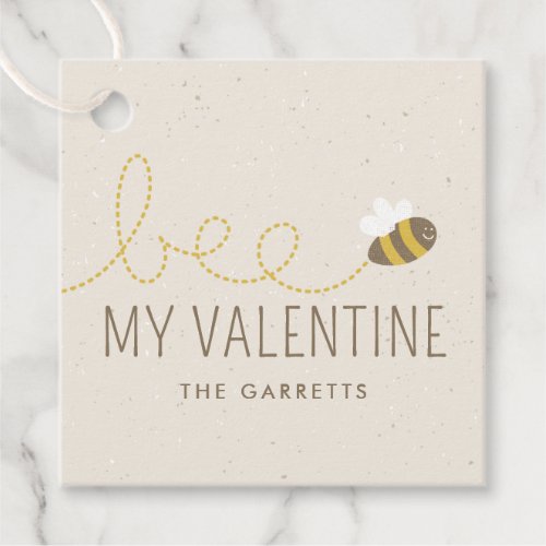 Bee My Valentine Kids Holiday Gift Tag _ Beige