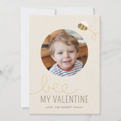 Bee My Valentine Kids Holiday Photo Card _ Beige