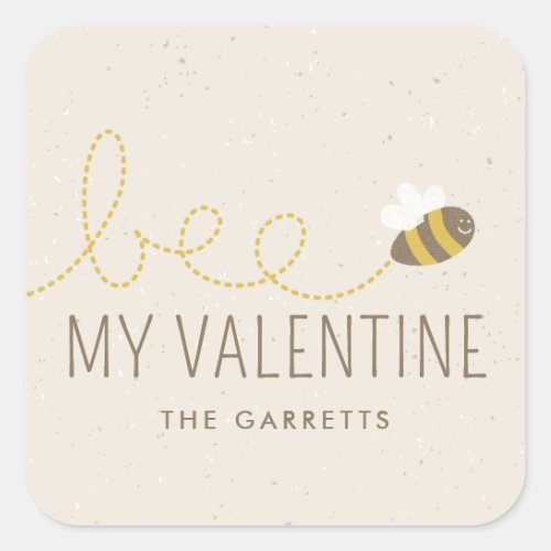 Bee My Valentine Kids Holiday Sticker _ Beige
