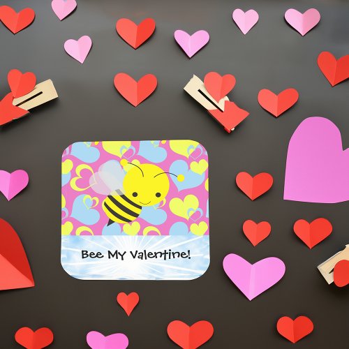 Bee My Valentine Square Sticker