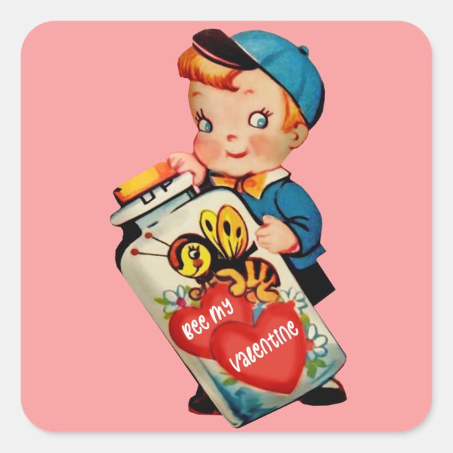 Bee My Valentine Square Sticker (Front)