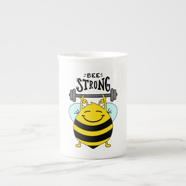 Bee - never give up  bone china mug (Front)