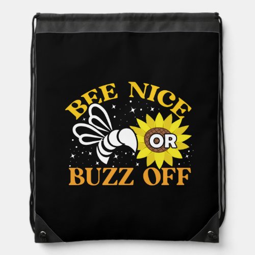bee nice buzz off drawstring bag