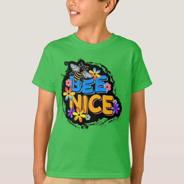 BEE NICE FLORAL COLORFUL FLOWERS  T-Shirt (Front)