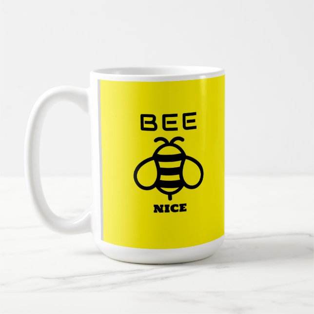 Bee Nice with Yellow Background Design Coffee Mug (Left)