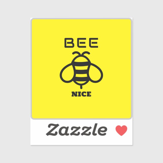 Bee Nice with Yellow Background Design Sticker (Sheet)