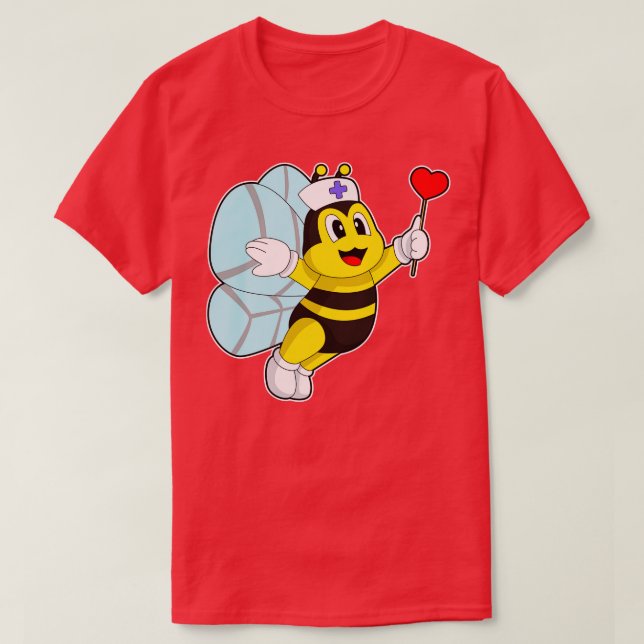 Bee Nurse Heart T-Shirt (Design Front)
