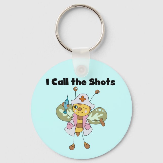 Bee Nurse I Call the Shots Tshirts and Gifts Keychain (Front)
